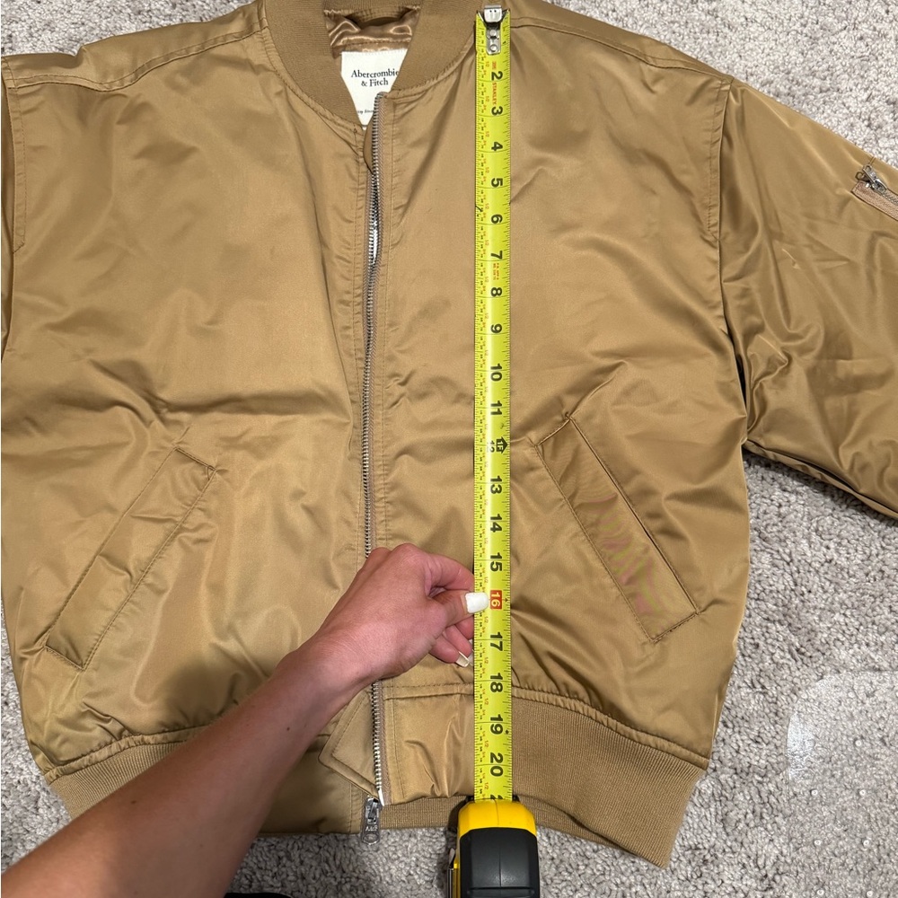 NWT Abercrombie & Fitch Brown Tan Bomber Jacket XXS - Picture 10 of 10